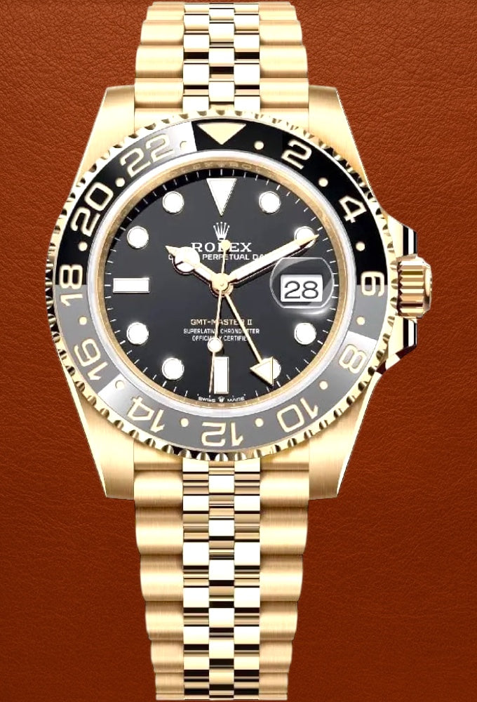 Rolex GMT Master II Yellow Gold Black Dial 40mm