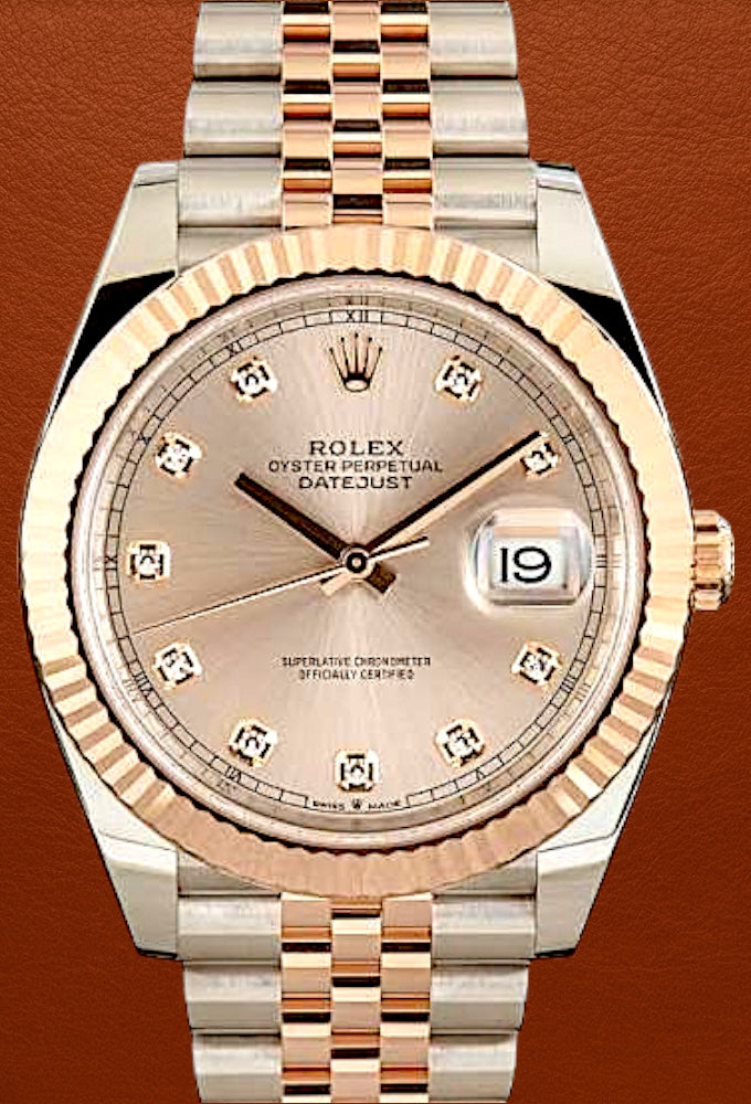Rolex Datejust Oystersteel Everose Gold Sundust Diamond Dial 41mm