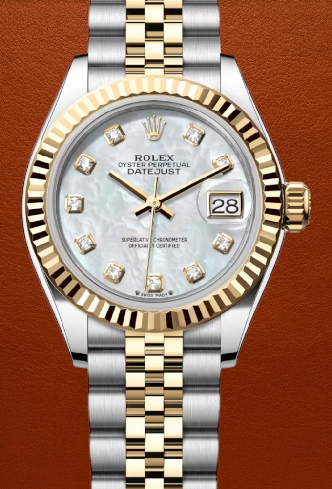 Rolex Datejust Two Tone Mother of Pearl Diamond Dial 28mm